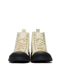 Loewe Off White And Black Canvas Lace Up Boots