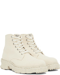 Miharayasuhiro White General Scale Past Lace Up Boots