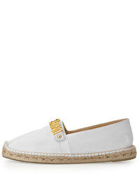 Moschino Lettering Canvas Espadrille Flat White