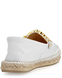 Moschino Lettering Canvas Espadrille Flat White