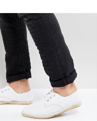 ASOS DESIGN Wide Fit Lace Up Espadrilles In White Textured Canvas