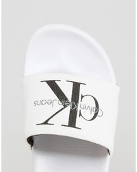 Calvin Klein Jeans Chantal White Slider Flat Sandals