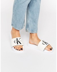 Calvin Klein Jeans Chantal White Slider Flat Sandals