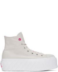 Converse Beige Chuck Taylor Lift Ripple High Sneakers