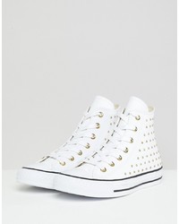 Converse Chuck Taylor Leather Studded Hi Trainers In White