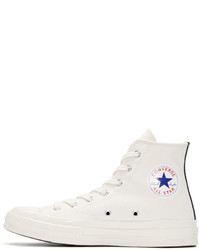 Comme des Garcons Comme Des Garons Play Ivory Half Heart Converse Edition High Top Sneakers
