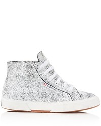 Superga Crackle Lace Up High Top Sneakers