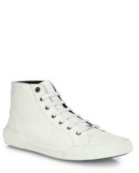 Lanvin Destroyed Canvas Mid Top Sneakers