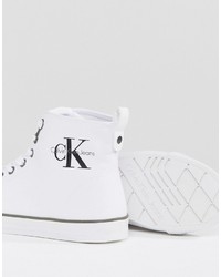 Calvin Klein Dolores White Canvas High Top Sneakers