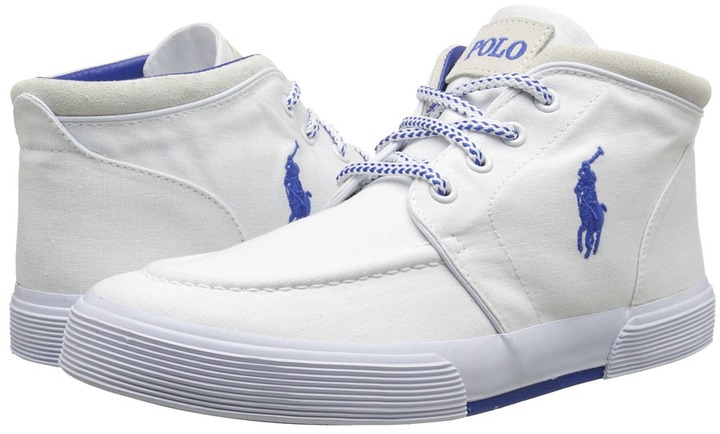 white and blue polo shoes