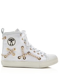 Moschino High Top Chain Embellished Sneakers