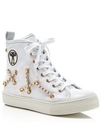Moschino High Top Chain Embellished Sneakers