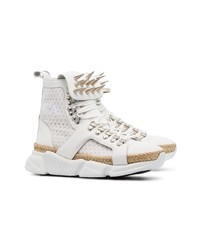 MARQUES ALMEIDA Marquesalmeida White Spike Mesh And Leather High Top Sneakers