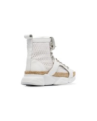 MARQUES ALMEIDA Marquesalmeida White Spike Mesh And Leather High Top Sneakers