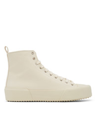 Jil Sander Off White Canvas High Top Sneakers