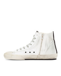 Golden Goose White And Grey Canvas Francy Sneakers
