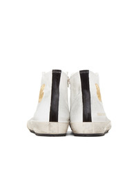 Golden Goose White And Grey Canvas Francy Sneakers