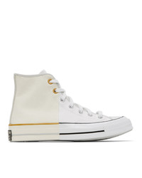 Converse White And Off White Reconstructed Chuck 70 High Sneakers