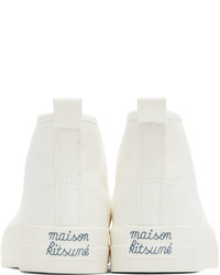 MAISON KITSUNÉ White Canvas High Top Sneakers