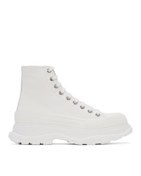 Alexander McQueen White Canvas Tread Slick Boots