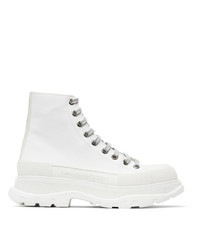 Alexander McQueen White Canvas Tread Slick Boots