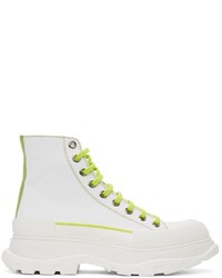 Alexander McQueen White Green Tread Slick High Sneakers