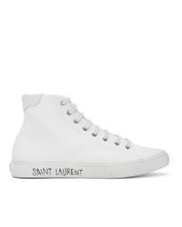 Saint Laurent White Malibu High Top Sneakers