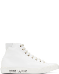 Saint Laurent White Malibu Mid Top Sneakers