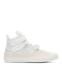 Maison Margiela White Mix Fabric High Top Sneakers