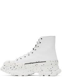 Alexander McQueen White Paint Tread Slick High Sneakers