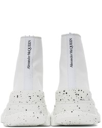 Alexander McQueen White Paint Tread Slick High Sneakers