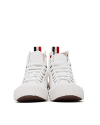 Thom Browne White Vulcanized Brogued High Top Sneakers