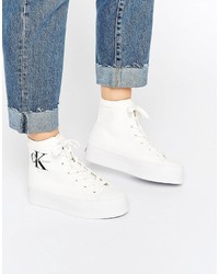 Fortære Betaling Blændende Calvin Klein Jeans Zabrina White Canvas Hi Top Sneakers, $109 | Asos |  Lookastic