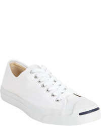 White Canvas Low Top Sneakers