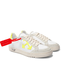 Off-White 20 Distressed Suede Trimmed Canvas Sneakers