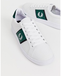 fred perry b721 canvas trainer with stripe logo crest