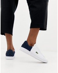 Lacoste Carnaby Evo White Trainers With Navy Panel With Green Cro