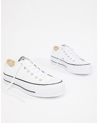 Converse Chuck Taylor Leather Platform Low Trainers In White