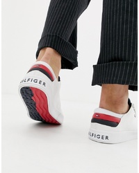 Tommy Hilfiger Long Lace Canvas Icon Stripe Back Trainer In White
