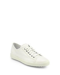 Tod's Pebbled Leather Low Top Sneakers White