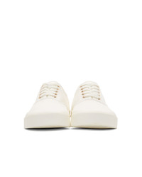 MAISON KITSUNE White Canvas Laced Sneakers
