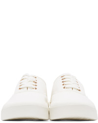 MAISON KITSUNÉ White Canvas Laced Sneakers