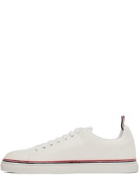 Thom Browne White Canvas Tennis Sneakers