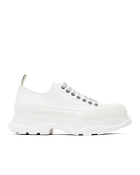 Alexander McQueen White Canvas Tread Slick Sneakers