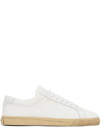 Saint Laurent White Organic Canvas Andy Sneakers