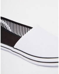 Asos Brand Slip On Sneakers In White Canvas