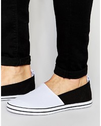 Asos Brand Slip On Sneakers In White Canvas