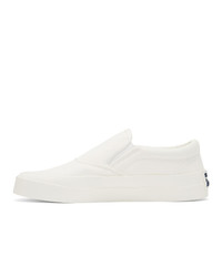 MAISON KITSUNE White Canvas Slip On Sneakers