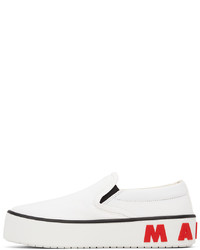Marni White Canvas Slip On Sneakers