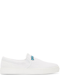 Kenzo White Canvas Slip On Sneakers